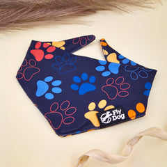 Bandana Flydog Tie On Blue Paws