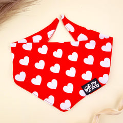 Bandana Flydog Tie On Red Hearts