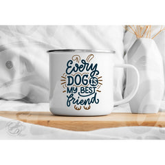 Cană emailată Every dog is my best Friend