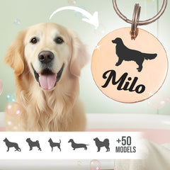 Flydog Medalion Oțel Gravat Câini Silhouette