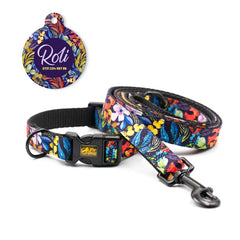 Set Designer Black Blue Flowers